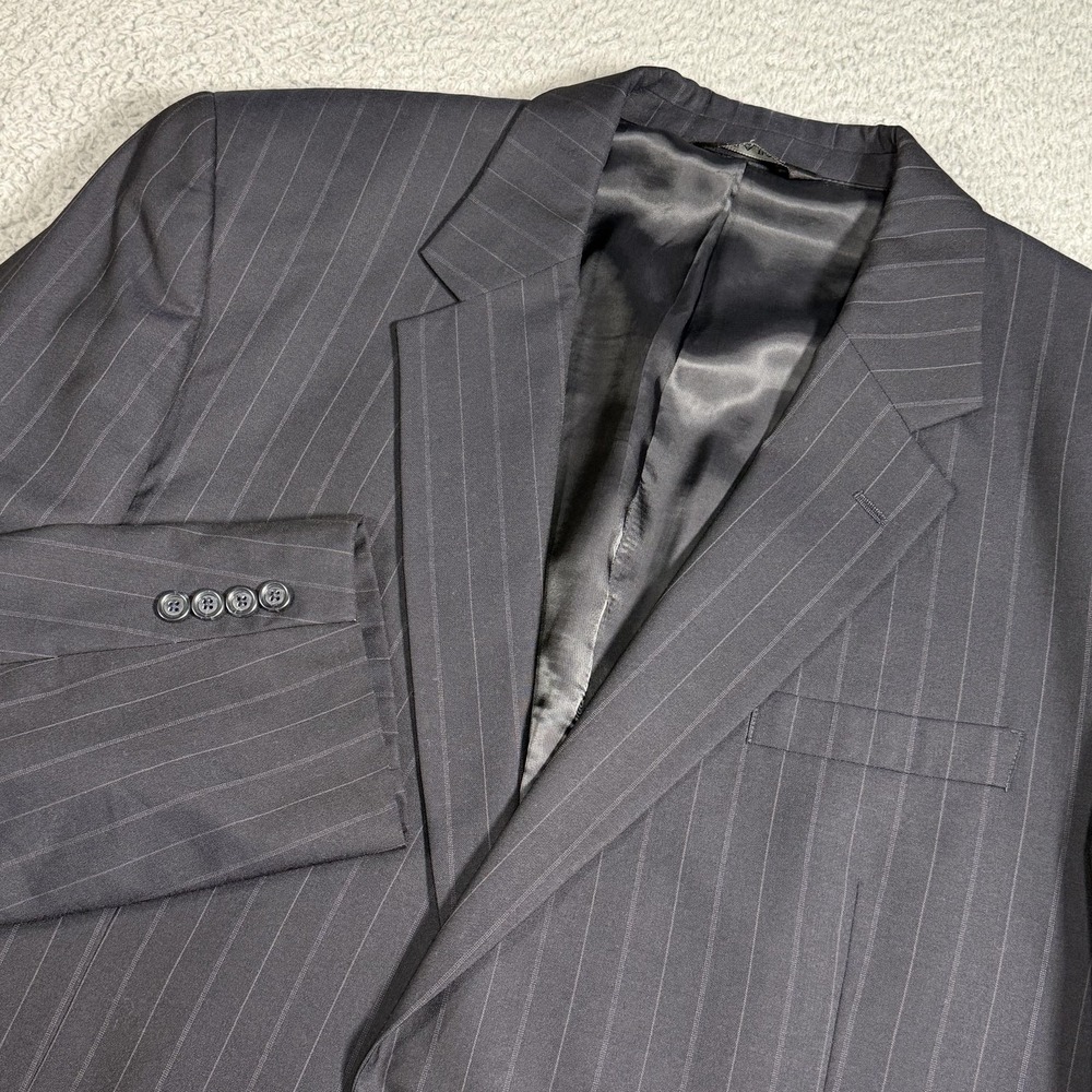 Jos A Bank Suit Jacket Mens 48 Gray Pinstripe Double Vent 2 Btn Notch Lapel